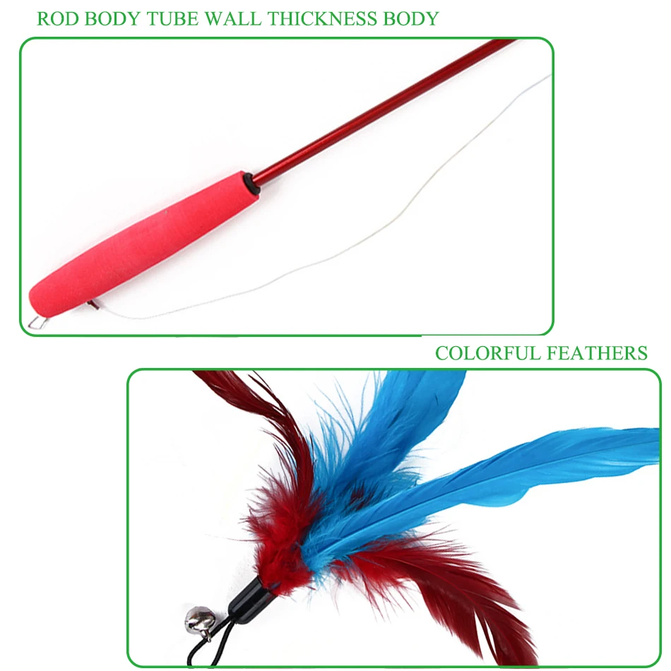 

12 Pcs Kitten Toys Colorful Feather Caterpillar Fish Rod Funny Cats Stick Cute Interactive Cat Toy Accessories Pet Supplies