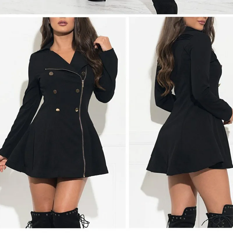 

2020autumn and winter new windbreaker commuter slim slimming double-breasted coat jacket fashionable European and American style