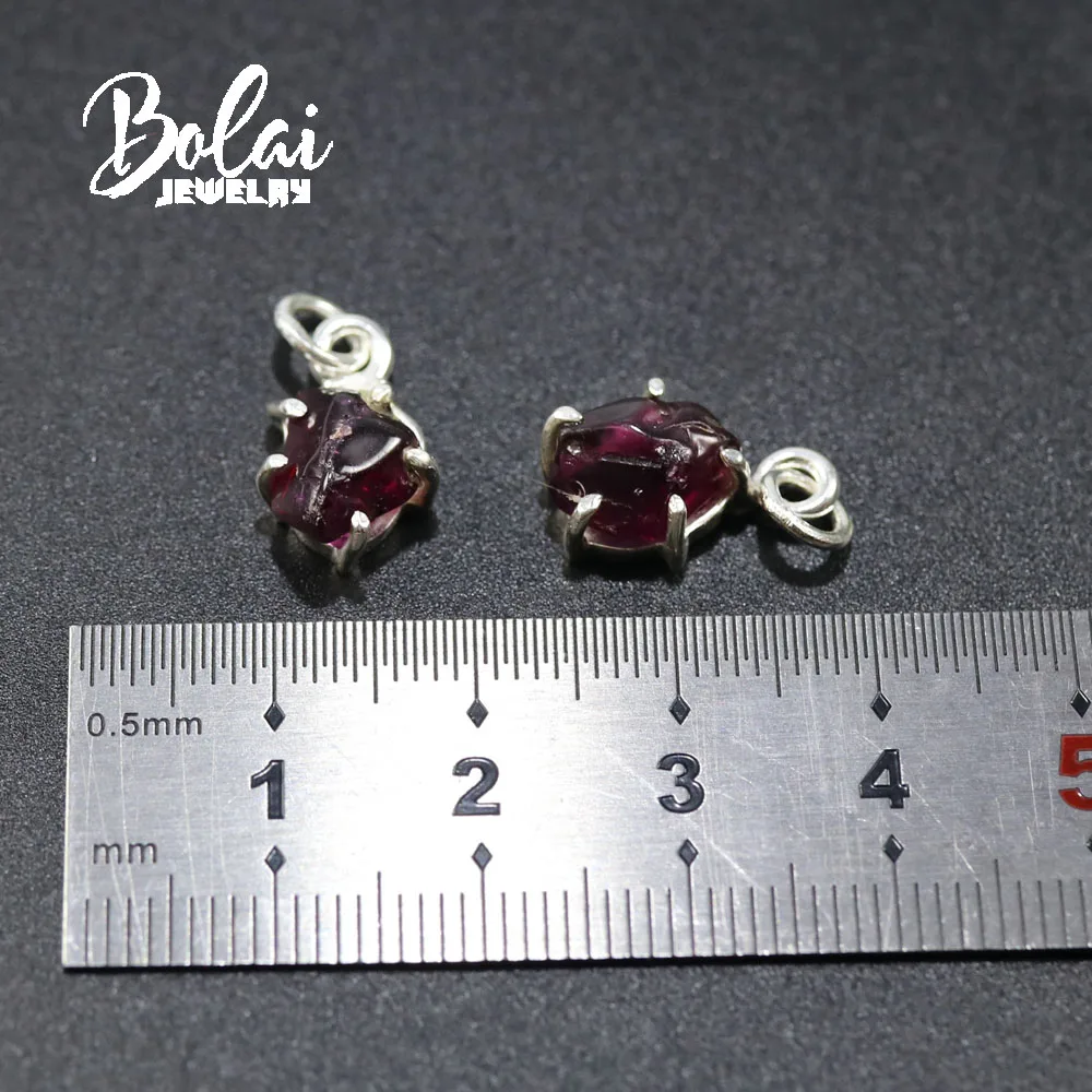 

bolaijewelry,2020 new natural rhodolite rough pendant, 925 sterling silver,Original gem design features jewelry