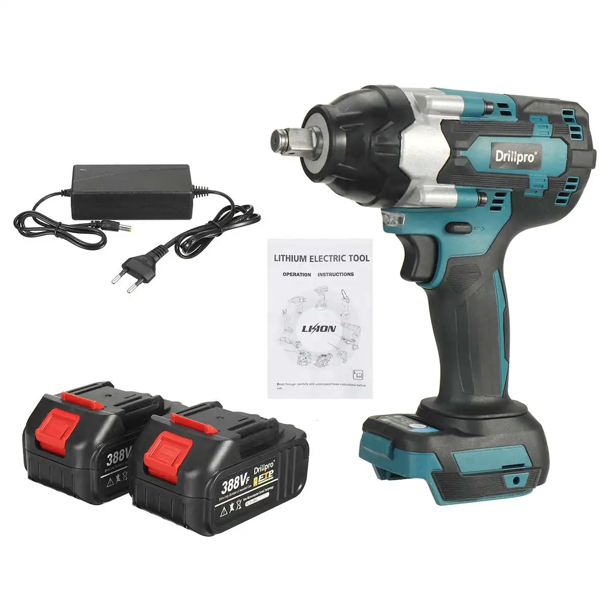 Electric Impact Wrench Brushless Socket with 2X Li-ion Battery Hand Drill Installation Power Tools For Car Repair | Инструменты