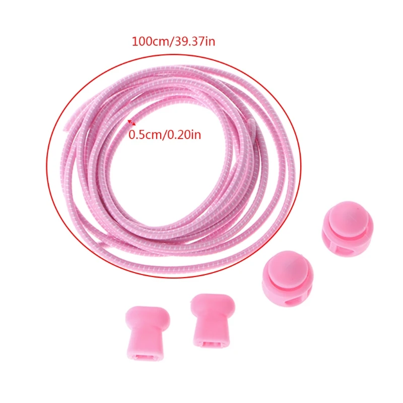

Colorful Round Elastic Shoelace Spring Fastener No Tie Strings For Adults Kids