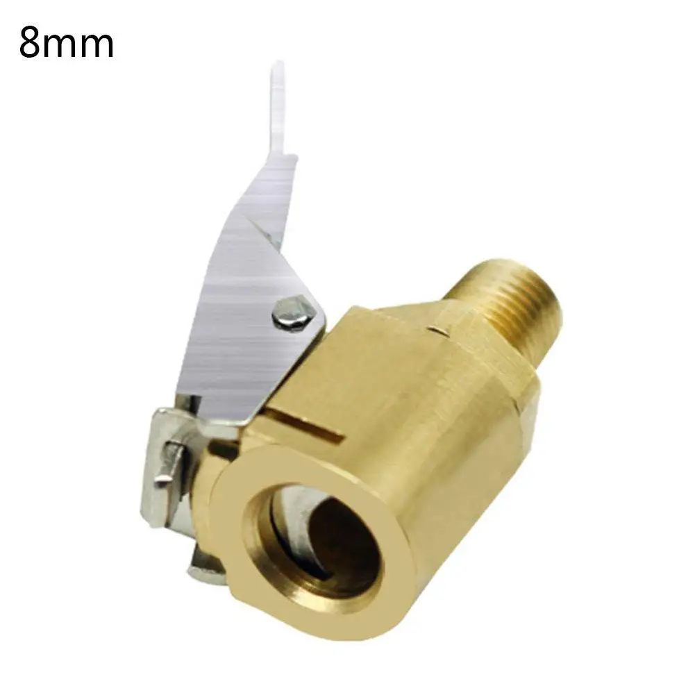 

8mm Bore Car Truck Tyre Tire Inflator Valve Air Pump Clip Pure Copper Nozzle Quick Adapter Connector Car Inflatable Connector N1