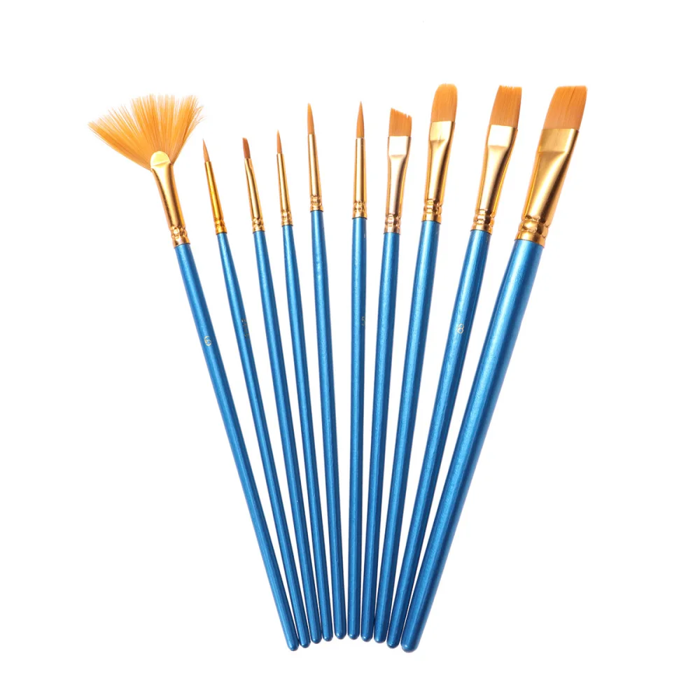 

10pcs Paint Brushes Art Set for Acrylic/Oil/Watercolor Painting Nylon Wool Blue Bar