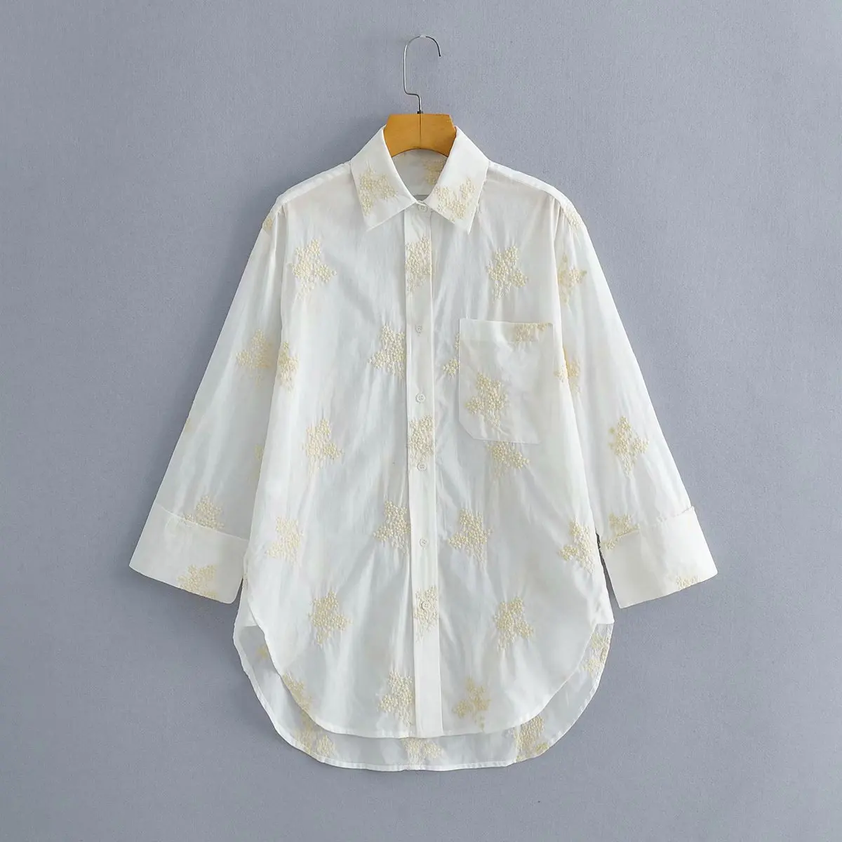 

2021 Женская модная рубашка с вышивкой, Повседневная Блузка с рукавами на запястье, винтажный топ на пуговицах, шикарные женские топы, женская...