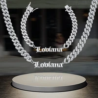 hip hop cuban chains custom letter necklace bracelet mens stainless steel name zircon necklace jewelry gifts