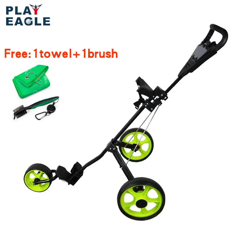 PLAYEAGLE Golf Trolley Golf Push Cart Lightweight 3 Wheels Club Push Pull Cart Pull Cart