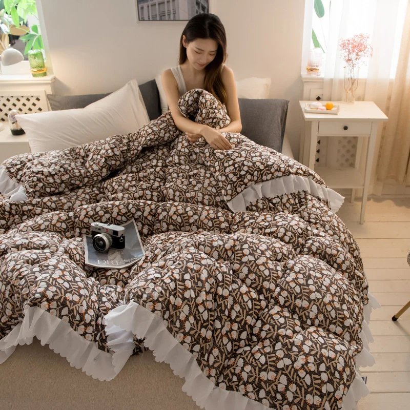 Домашний текстиль рустикальное красивое винтажное удобное одеяло с оборками из