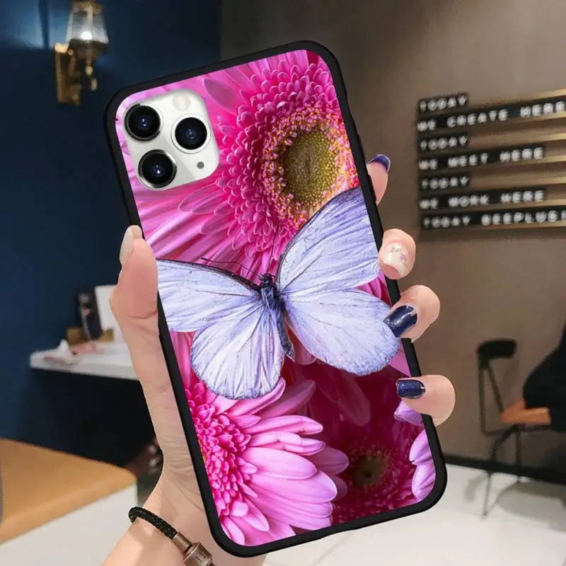 

Flowers butterflies Phone Case for iPhone 11 12 pro XS MAX 8 7 6 6S Plus X 5S SE 2020 XR Soft silicone