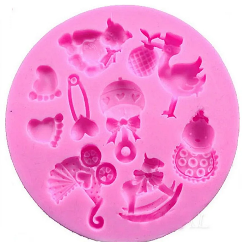 

3D Silicone Fondant Mold For Cake Decorating Cake Baby Shower Party sugar craft Chocolate Moulds Tools DIY Fondant Gumpaste Mold