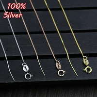 100 genuine 925 sterling silver necklace box chain diy fit small hole pearls pendant thin chain handmade jewelry accessories