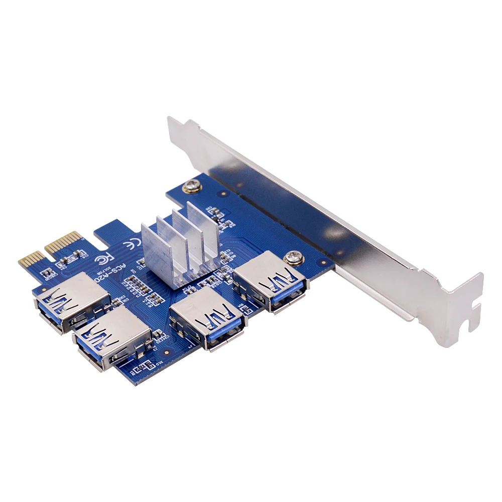 PCIe от 1 до 4 16X Riser Card PCI-E 1X USB 3 0 Adapter Port Multiplier для BTC Bitcoin Miner Mining | Компьютеры и офис