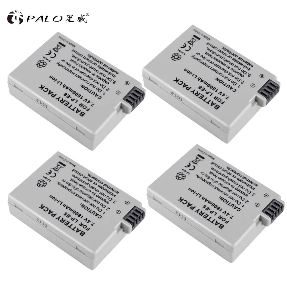4 pcs Цифровые аккумуляторы PALO 4 шт. LP-E8 Аккумулятор для камеры Bateria LP-E8 LP E8 для Canon 550D 700D X4 X5 X6i X7i T4i T5i DSLR камеры - Цвет: 4 pcs
