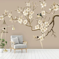 photo wallpaper chinese style hand painted flower and bird figure magnolia flower murals living room study home decor wallpapers