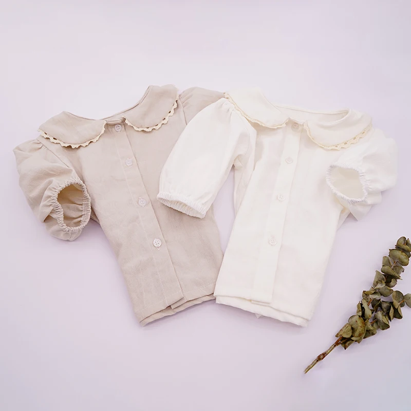 Хлопковая блузка для маленьких девочек рубашки модные детские кружевные топы