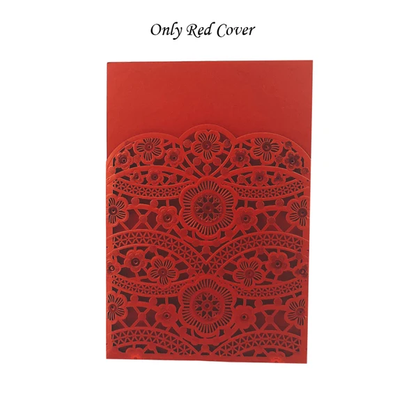 Fifty Red Covers 1 шт. элегантная вырезанная лазером Свадебная пригласительная открытка кружевная Флора на заказ с конвертом поздравительная открытка Свадебные украшения вечерние сувениры - Цвет: Fifty Red Covers