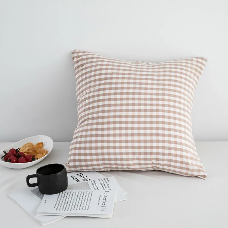 Простой хлопковый Чехол на подушку в скандинавском стиле Ins мягкий чехол клетку и