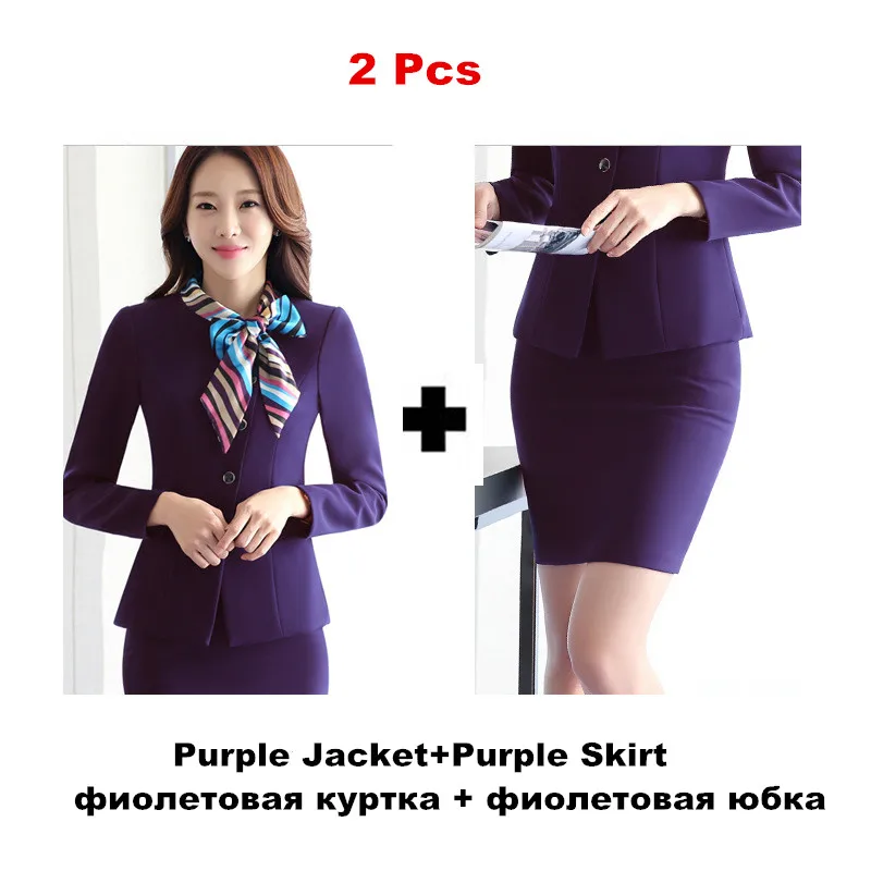 purple skirt suit Рабочая одежда, Женская юбка, костюм для отеля, стойка регистрации, рабочий костюм, 2 предмета, куртка с длинными рукавами, юбка/комбинезон, Униформа, ow0528 - Цвет: purple skirt suit