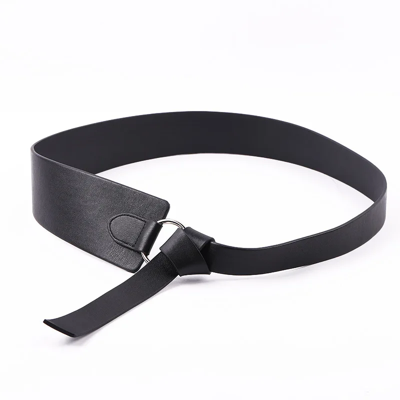 New Black Wide Corset Leather Belt Female Tie Obi Waistband Thin Brown Bow Leisure Belts for Women Wedding Dress Lady | Аксессуары для