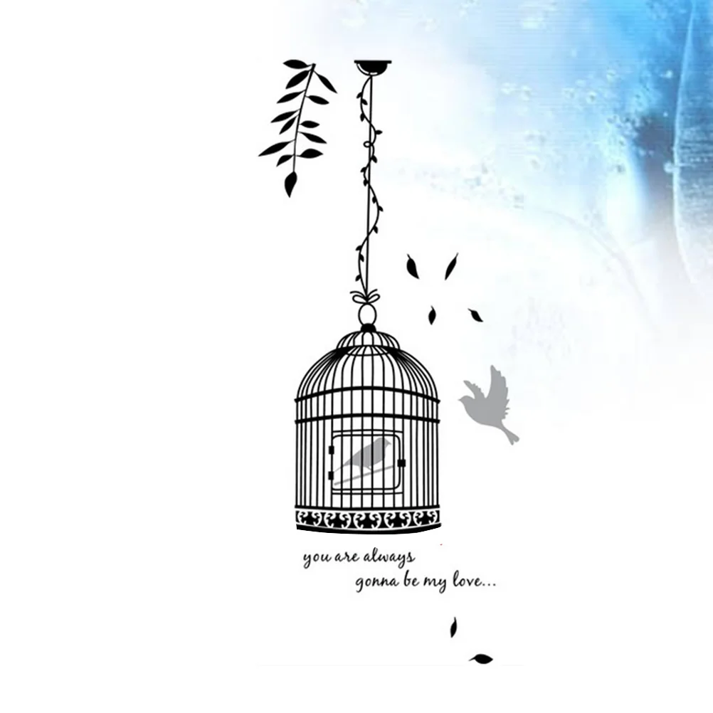 

Bird Cage Wall Sticker Vinyl Removable Art Wall Decals for Living Room TV Sofa Background Decoration