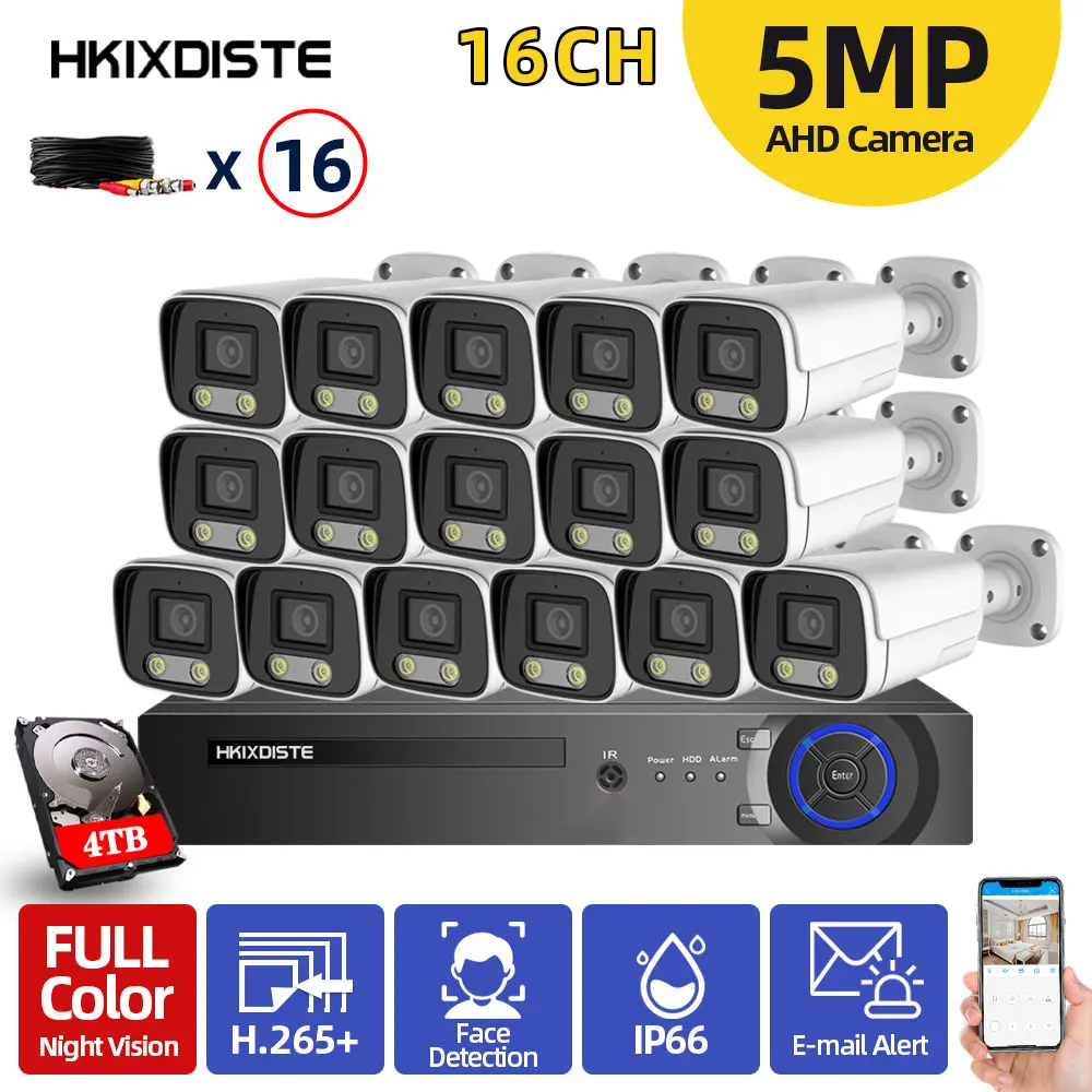 

16ch CCTV Камера безопасности Системы DVR Kit 5MP Водонепроницаемый Цвет Ночное видение камера видеонаблюдения ахд Камера Системы XMEYE P2P