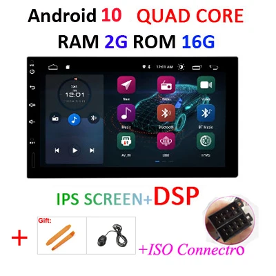 DSP ips для Nissan/hyundai/VW/TOYOTA/peugeot 307 2 din Android 10 Универсальный Автомобильный Радио ПК Мультимедийный плеер без dvd gps Авторадио - Цвет: ISO 2G 16G IPS DSP