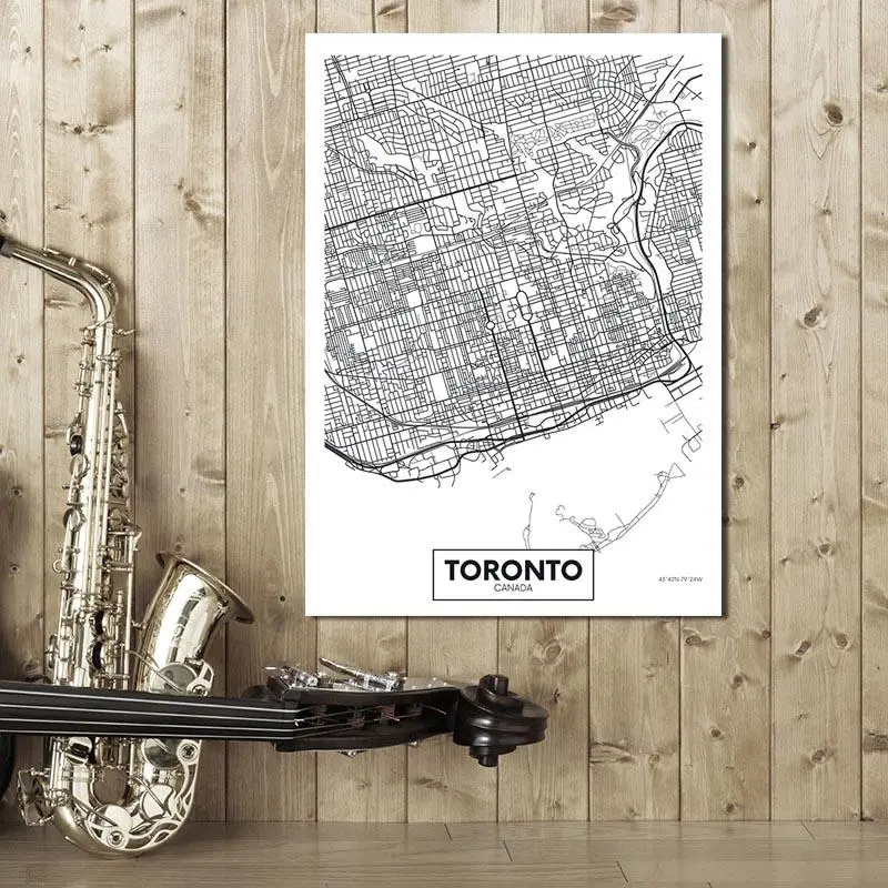 

Canvas Print Wall Art Painting Art Picture Toronto Maps Poster for Living Room Home Decor