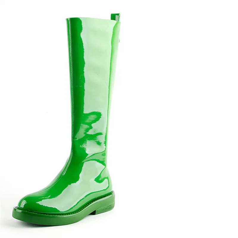 

Winter Designer Patent Leather Warm Waterproof Knee-length Knight Boots Platform Womens Boots Fetish Pole Dance Sexy Color Boots