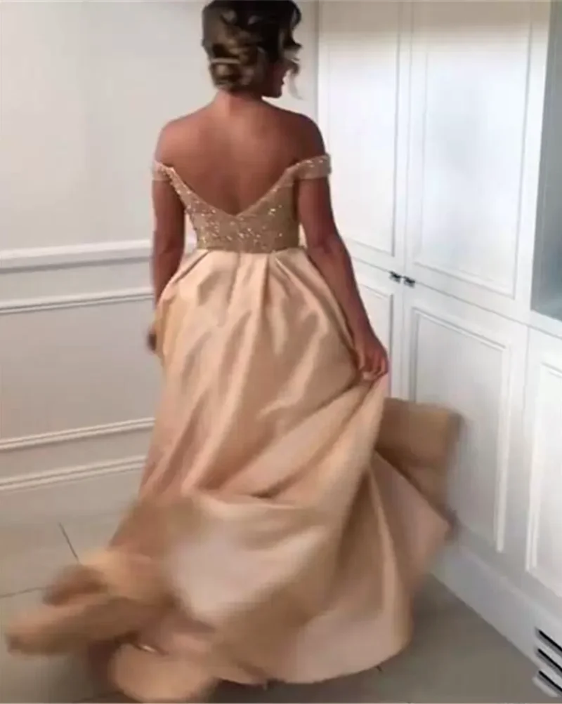 

Gold Bridesmaid Dresses Off Shoulder Floor Length Long Bridesmaid Dress Custom Made Simple Wedding Guest Party Gowns Свадебное
