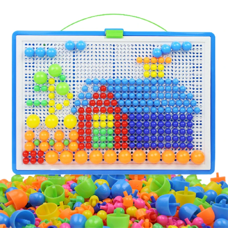 

296PCS mushroom nail DIY handmade toys children's educational toyschildren's intelligent 3D puzzle game Jigsaw board gifts
