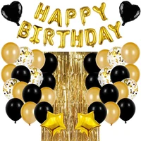 golden 16 happy birthday letter balloon set black balloon sequins party prom supplies set birthday party decoration balloon set