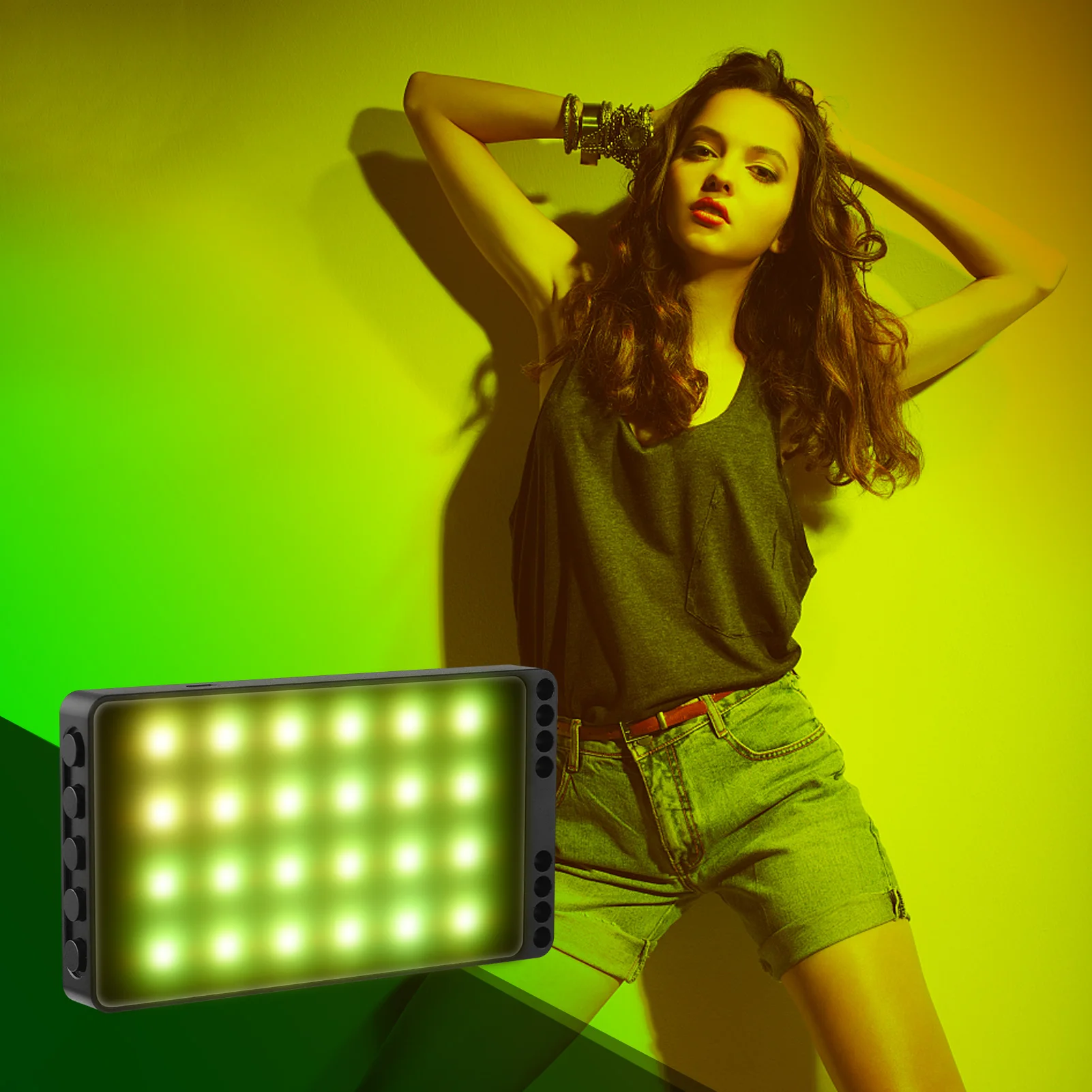Компактный светодиодный осветитель для видеосъемки RGB 3000K-6500K с регулируемой
