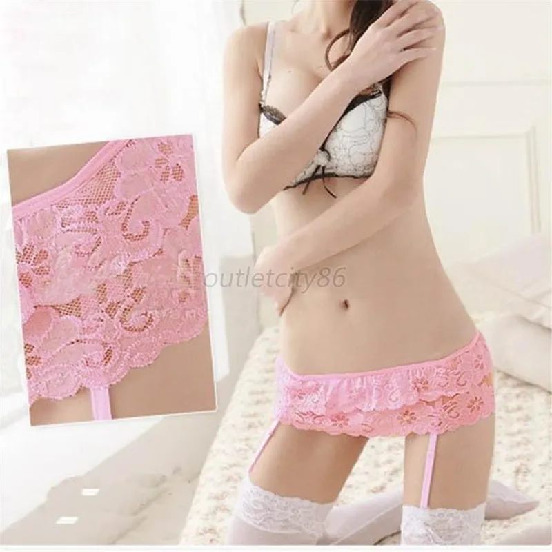 Сексуальные женские двухслойные кружевные стринги пояс для чулок 4 цвета |