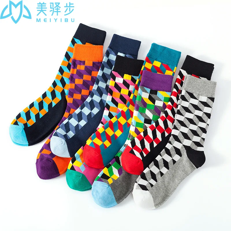 New Funny Cotton Socks 5/8/12 Pairs Per Set Women's Autumn and Winter Thickened Diamond Shaped Socks