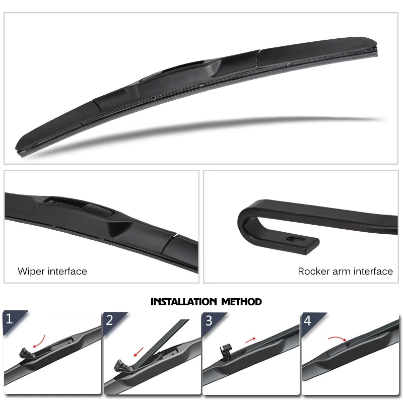 KAWOO For INFINITI QX70 26&quot19" Car Styling Natural Rubber Clean The Windshield Wipers Blades Fit U Hook Arm 2014 2015 2016 |