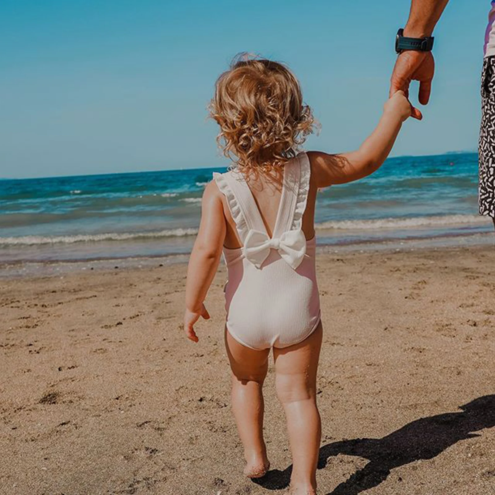 

Summer Swimwear 0-24M Infant Baby Girl Flared Short Sleeve Back Bow Backless Bodysuit Cute Clothes kids Jumpsuit