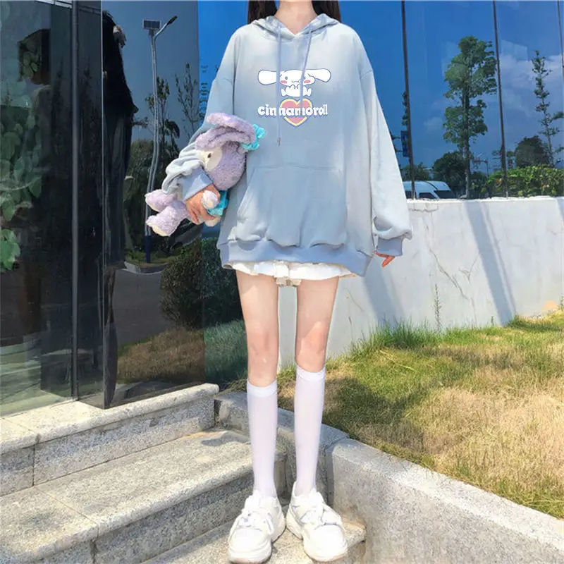 HOUZHOU Anime Hoodie Women Kawaii Cute Rabbit Print Pullovers Aesthetic Soft Girl Long Sleeve Oversize Sweet Sweetshirts Fashion