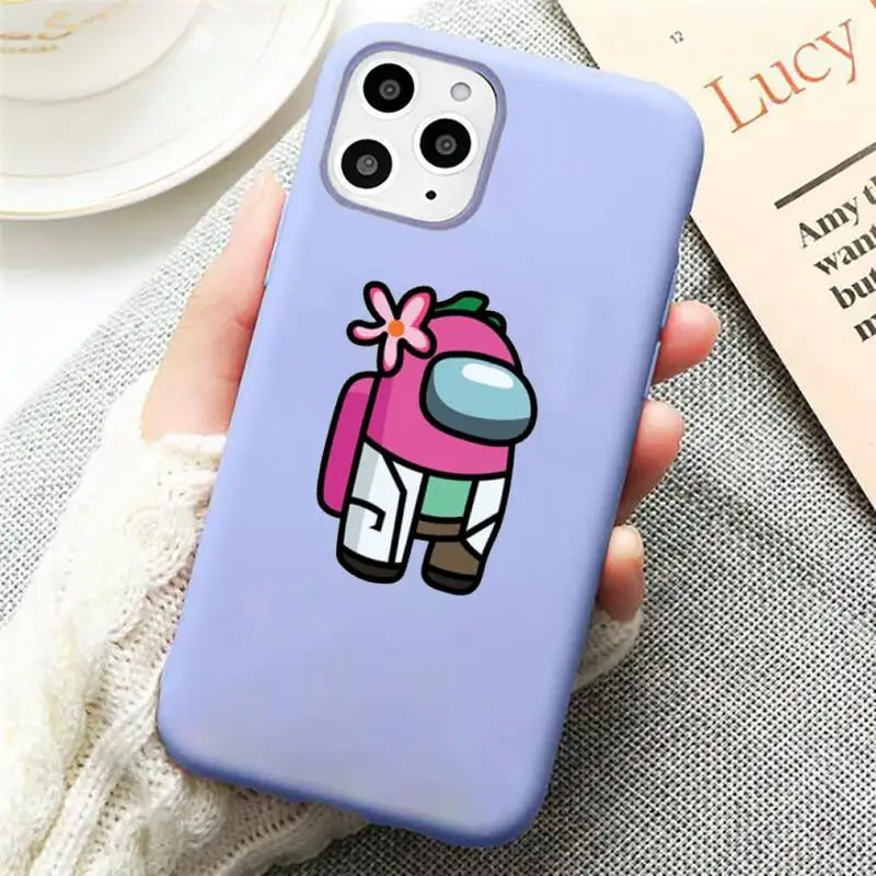 

Among Us Impostor crewmates design Phone Case Candy Color Violet for iPhone 11 12 pro XS MAX 8 7 6 6S Plus X SE 2020 XR