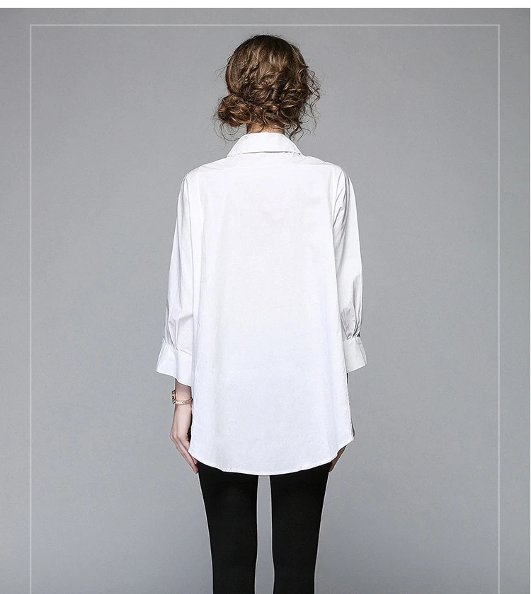 Европейская белая блузка с вышивкой женские офисные Рубашки Топы модные