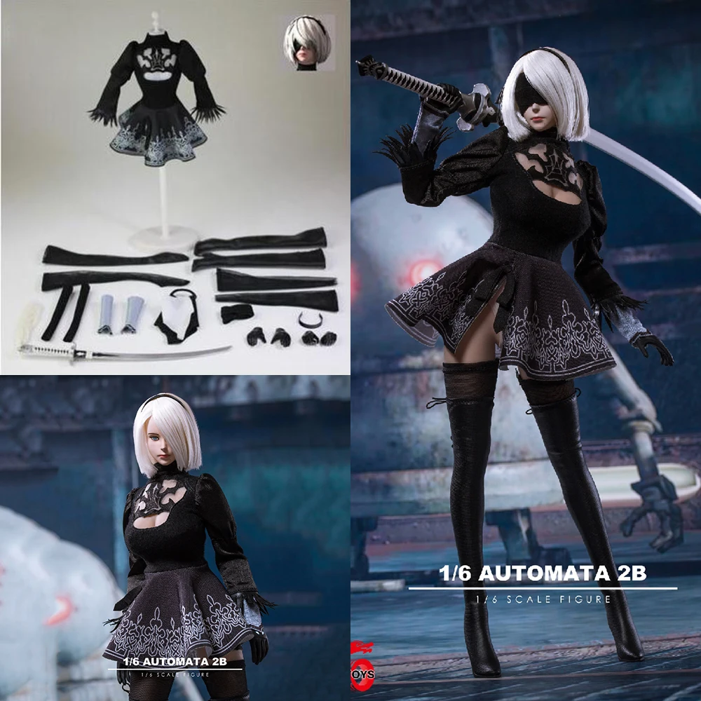 

1/6 NieR:Automata A2 Female Girl Head Carved with Sword Clothes Set 1/6 Scale Sexy Clothes Set TF01 for 12'' Female Figure Body