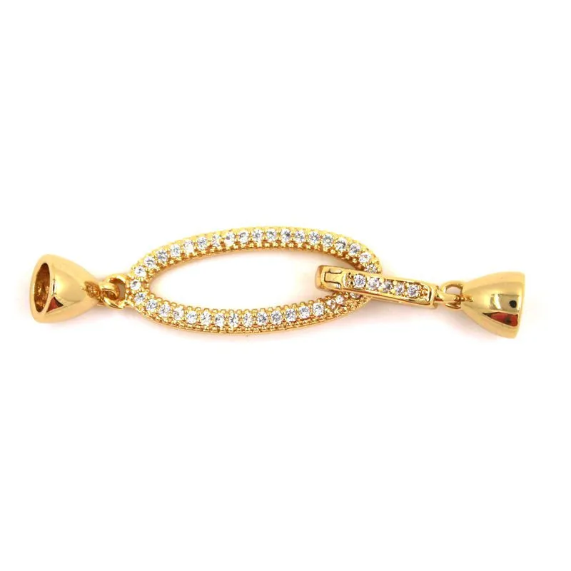 

Clasps For Jewelry Making Fastening Accessories 18K GOLD PLATED Cubic Zirconia Clasps For DIY Pearls Necklace Bracelet Clasp