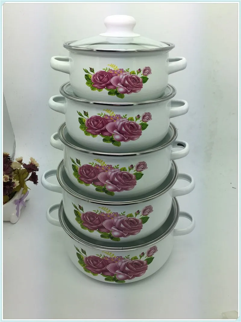 Набор эмалированной посуды 5 шт. кастрюля для супа тушения индукционная плита