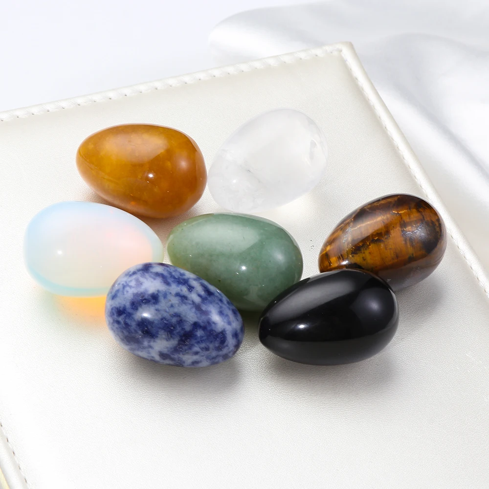 1PC Yoni Egg Natural Stones Green Aventurine Blue Point Jade Hand Polished Healing Decor Gift Crystal Quartz Mini Ornament | Дом и сад