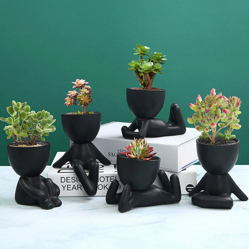

Nordic Creative Ceramics Little People Body Art Flower Pot Desktop Window Crafts Home Decorat Ornaments