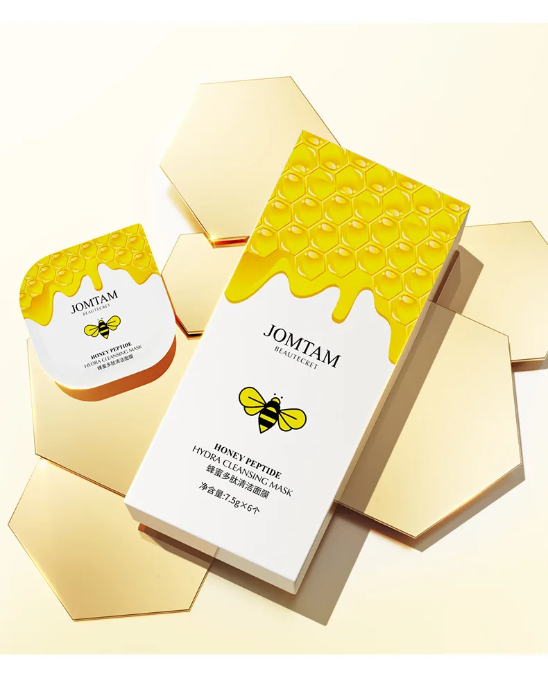 6pcs/Set Honey Peptide Hydra Cleansing Mask Moisturizing Oil-Control Anti-Aging Whitening Depth Replenishment Wrapped | Красота и