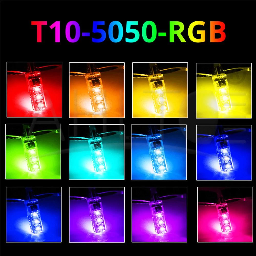 2X T10 водонепроницаемый RGB W5W 5050 6SMD DC 12 В пульт дистанционного управления 501 194 168