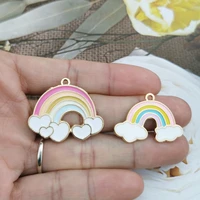 10pcslot sweet heart cloud desighn rainbow enamel charms pendant diy jewelry accessory earring bracelet finding phone pen decor
