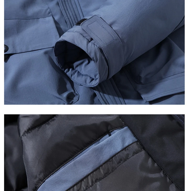 Мужская зимняя куртка-парка теплая Длинная ветровка цвета хаки Толстая Уличная