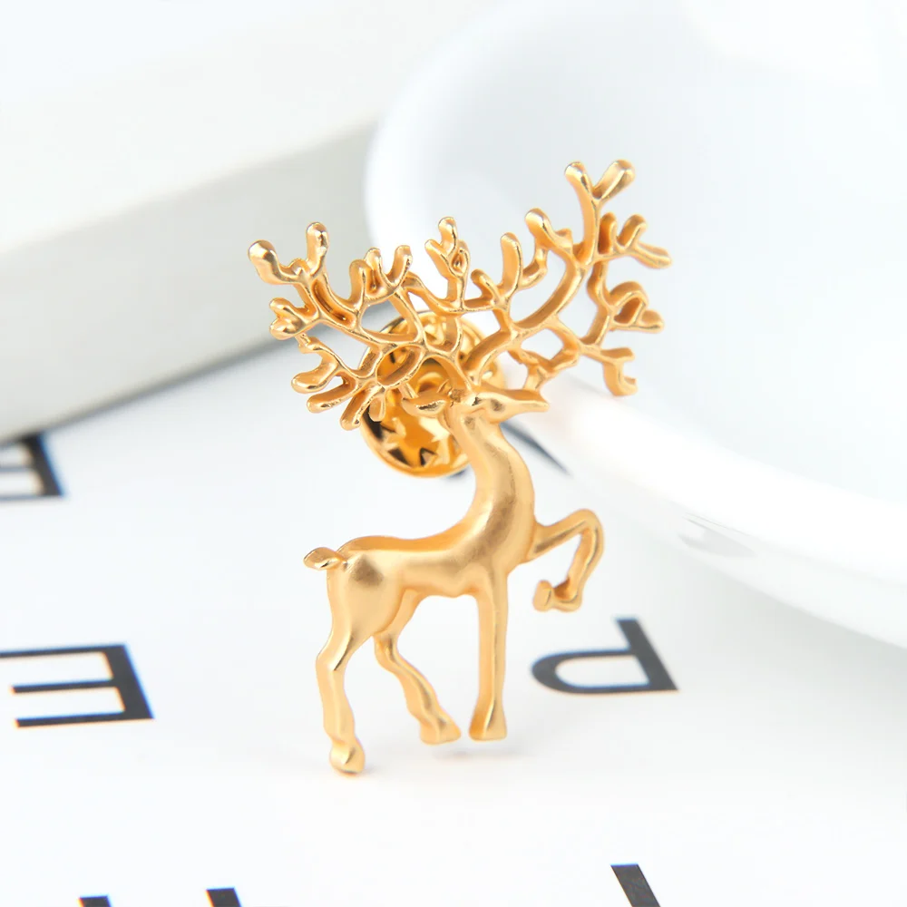 Изысканная брошь в виде оленя металлическая животного булавка на лацкан