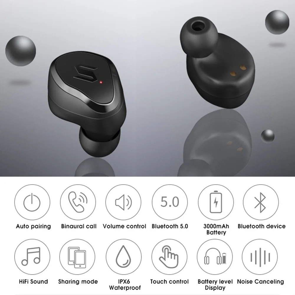 TWS S8 plus V5.0 беспроводные Bluetooth наушники с сенсорным управлением IPX6
