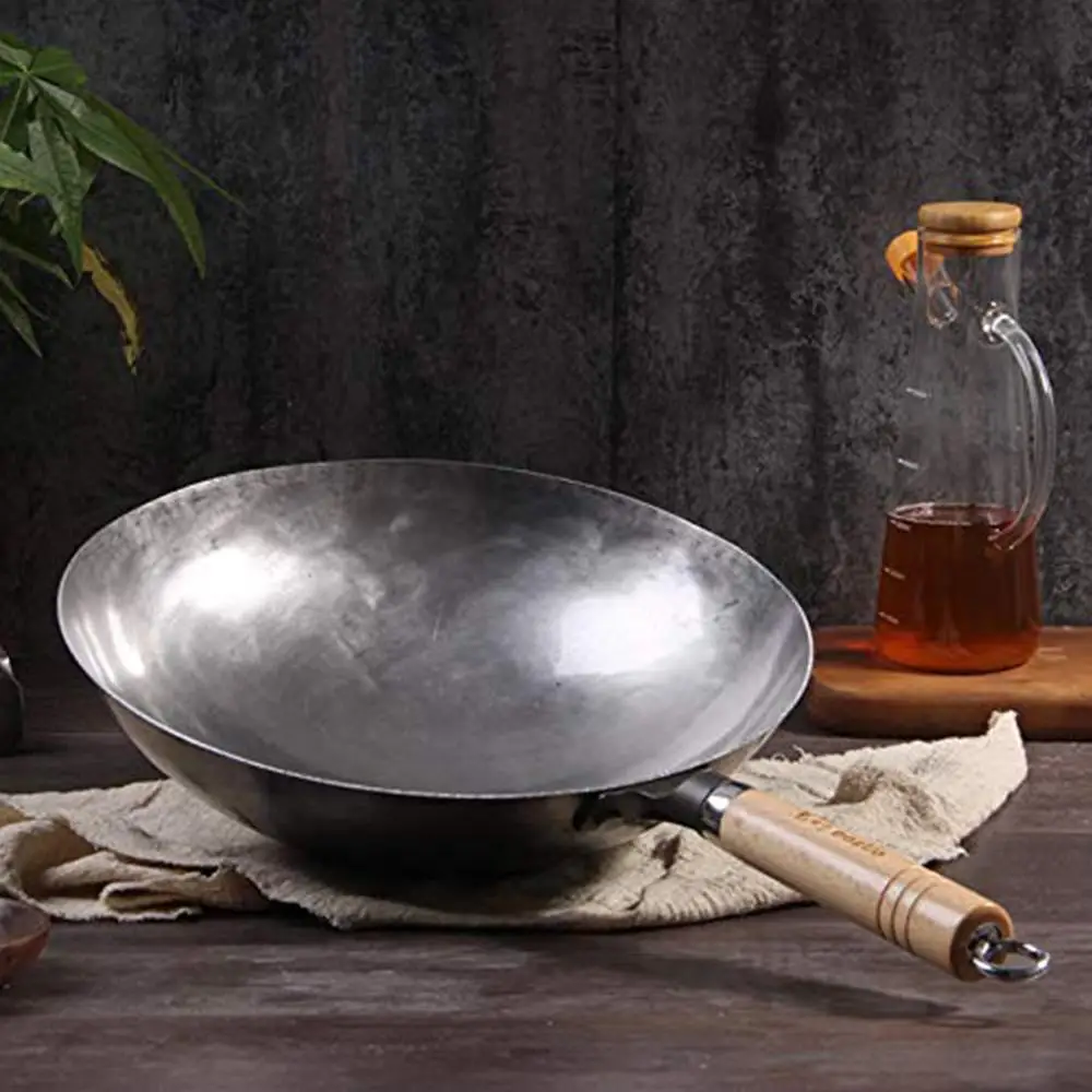 

Traditional Wok Chinese Handmade Iron Cook Pot Non-stick Pan Non-coating Gas Cooker Cookware Kitchen Pot Cast Iron Pan